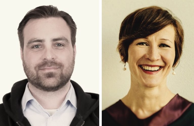 Kuvassa vasemmalla Kaj Seeste, oikealla Päivi Kangasmäki.